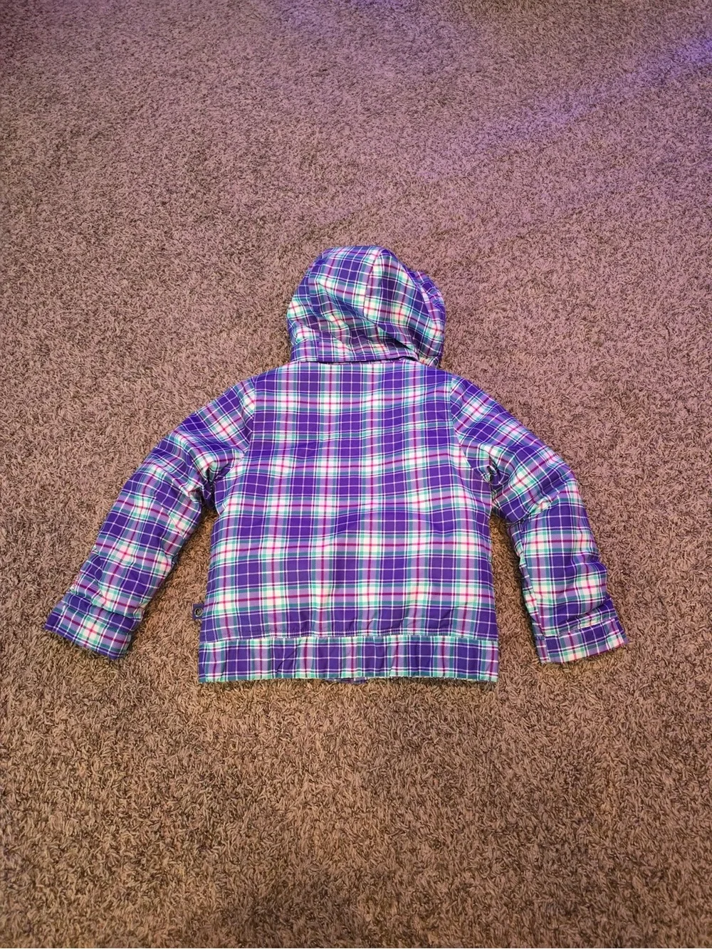 Kids Purple Plaid Burton Hooded Jacket